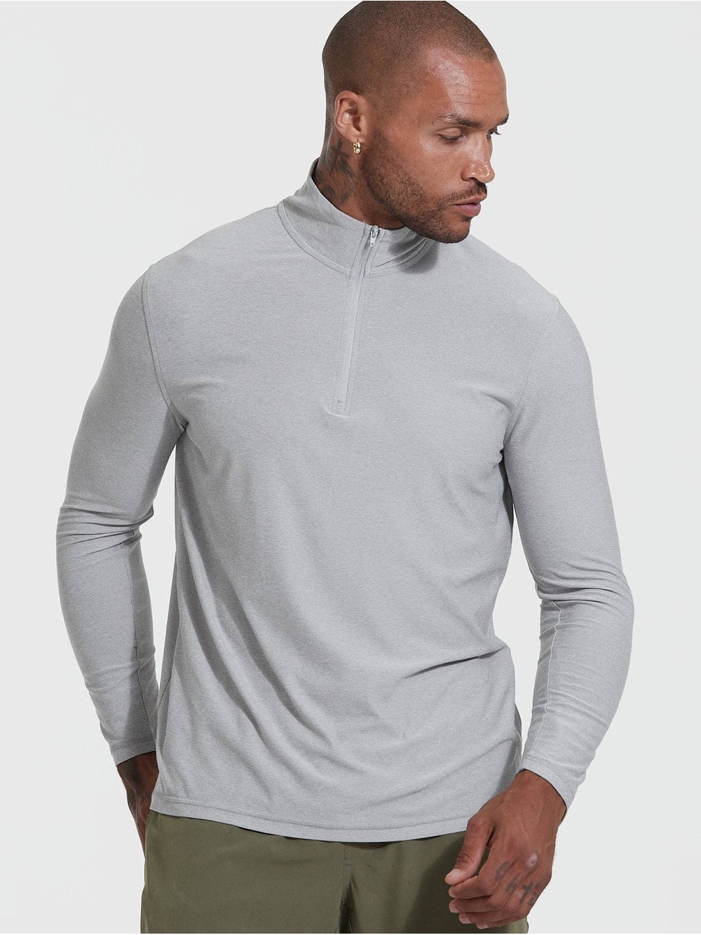 True Classic Men’s Active Quarter Zip Light Heather Gray Performance NWT